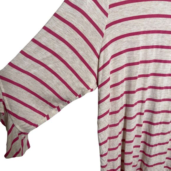 Chico's Shirt Women's 3 Red Striped Round Neck 3/4 Sleeve XL Casual Top - Picture 4 of 8